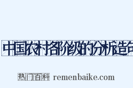中国农村各阶级的分析造句是什么意思的图片